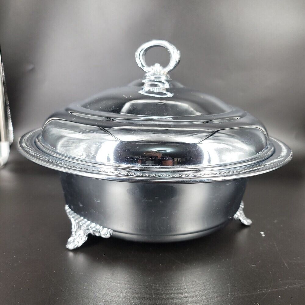 Forbes & Co Art Deco Footed Lidded Silver Plated Serving Dish c.1920-30s + Pyrex